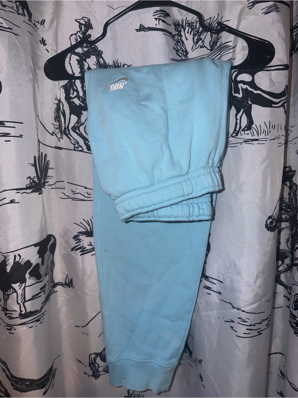 Nike Light Blue Joggers with White Swoosh